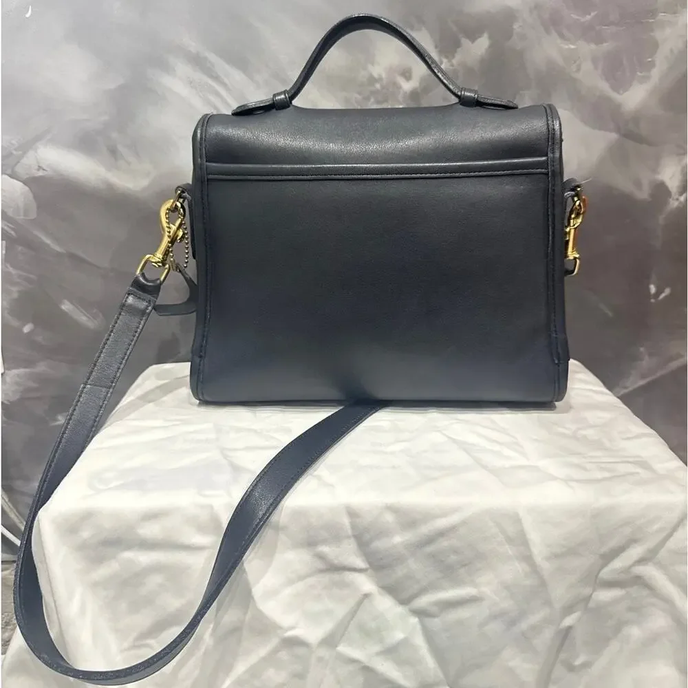 Coach Vintage 1994 Court Bag 9870 Navy Blue Leather Made in USA w/ Hangtag